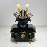 【O-047-K】Deep navy blue thread laced Iyo-style plain lacing two-piece cuirass armor (helmet only)：濃紺糸威伊予素懸二枚胴具足（兜のみ）