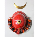 【O-060-K】Scarlet thread laced red barrel shoulder guards two-piece cuirass armor (helmet only)：緋糸威赤桶側二枚胴具足（兜のみ）