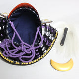【O-039-K】Wisteria white thread laced raised fur two-piece cuirass armor (helmet only)：藤白糸威毛立二枚胴具足（兜のみ）