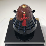 【O-059-K】Deep navy blue thread laced brown barrel shoulder guards two-piece cuirass armor (helmet only)：濃紺糸威茶桶側二枚胴具足（兜のみ）