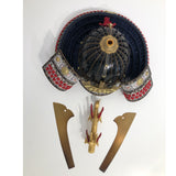 【O-013-K】Deep navy blue thread laced fur pull two-piece cuirass armor (helmet only)：紺糸威毛引二枚胴（兜のみ）