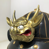 【O-015-K】Deep navy blue thread laced modern small plate two-piece cuirass armor (helmet only)：濃紺糸威当世小札二枚胴（兜のみ）