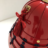 【O-061】Deep navy blue thread laced red barrel shoulder guards two-piece cuirass armor：濃紺糸威赤桶側二枚胴具足