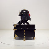 【O-065-1-K】Deep navy blue thread laced black barrel shoulder guards two-piece cuirass armor (helmet only)：濃紺糸威黒桶側二枚胴具足（兜のみ）