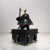 【O-037-K】Dark blue thread laced large-sleeved black two-piece cuirass armor (helmet only)：紺糸威大袖黒二枚胴具足（兜のみ）