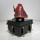 【O-079-K】Deep navy blue thread laced matte red riveted two-piece cuirass armor (peach-shaped helmet) (helmet only)：濃紺糸威赤艶消鋲綴二枚胴具足（桃形兜)（兜のみ）