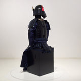 【O-065-1】Deep navy blue thread laced black barrel shoulder guards two-piece cuirass armor：濃紺糸威黒桶側二枚胴具足