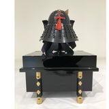 【O-036-K】Black thread laced vertical joined two-piece cuirass armor (helmet only)：黒糸威縦矧二枚胴具足（兜のみ）