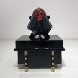 【O-059-K】Deep navy blue thread laced brown barrel shoulder guards two-piece cuirass armor (helmet only)：濃紺糸威茶桶側二枚胴具足（兜のみ）