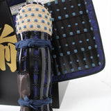 【O-053】Dark blue thread laced iron rusted riveted two-piece cuirass armor with head-shaped helmet：紺糸威鉄錆笠鋲二枚胴具足（頭形兜）