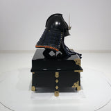 【O-051-K】Navy Blue Thread Laced Black Matte Finish Riveted Two-piece Dou Armor (Momogata) (Helmet Only)：紺糸威黒艶消鋲綴二枚胴具足（桃形）（兜のみ）