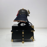 【O-015-K】Deep navy blue thread laced modern small plate two-piece cuirass armor (helmet only)：濃紺糸威当世小札二枚胴（兜のみ）