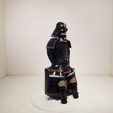 【O-050】Navy Blue Thread Laced Black Matte Riveted Two-Piece Cuirass Armor (Zunari-style Helmet)：紺糸威黒艶消鋲綴二枚胴具足（頭形兜）