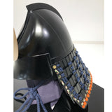 【O-051-K】Navy Blue Thread Laced Black Matte Finish Riveted Two-piece Dou Armor (Momogata) (Helmet Only)：紺糸威黒艶消鋲綴二枚胴具足（桃形）（兜のみ）