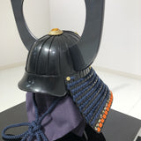 【O-029-K】Deep navy blue thread laced gold karakusa two-piece cuirass armor (helmet only)：濃紺糸威金唐二枚胴具足（兜のみ）
